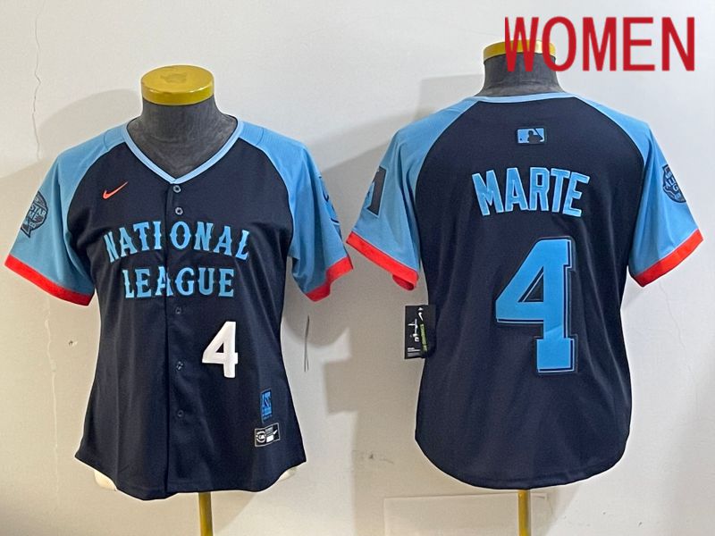 Women Arizona Diamondback #4 Marte Blue All star 2024 Nike MLB Jersey style 3